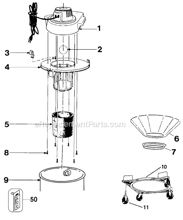 Page A Diagram and Parts List for 6632 Type 3 Black and Decker Utility Vacuum